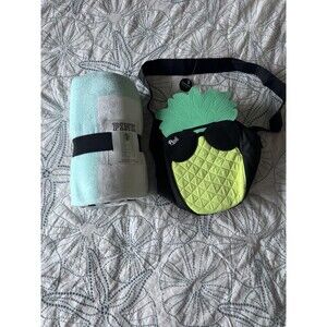 Victoria Secret Pink Pineapple Cooler Crossbody Bag Beach Towel Bundle NWT